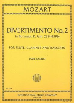 Divertimento Bb major no.2 KVAnh.229&nbsp;&nbsp;for flute, clarinet and bassoon&nbsp;&nbsp;parts