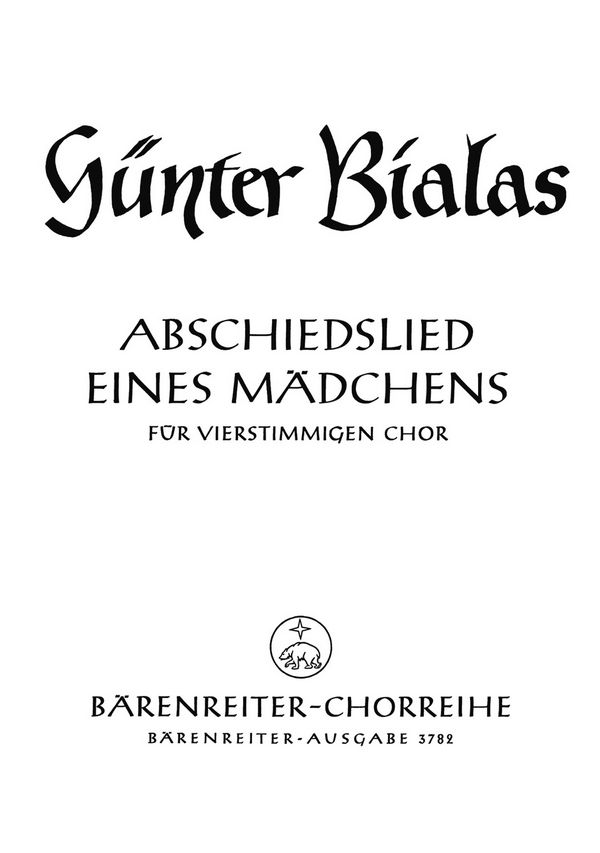 Abschiedslied eines Mädchens  für gem Chor (SATB)  Partitur
