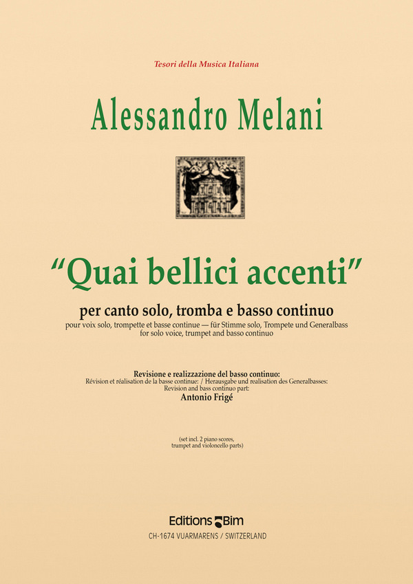 QUAI BELLICI ACCENTI PER CANTO&nbsp;&nbsp;SOLO, TROMBA IN RE E BASSO CONTINUO&nbsp;&nbsp;4PARTS