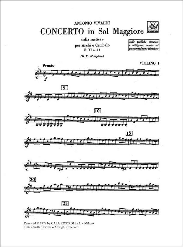 Konzert G-Dur F.XI:11&nbsp;&nbsp;für Streichorchester&nbsp;&nbsp;Stimmenset (3-3-2-2-1)