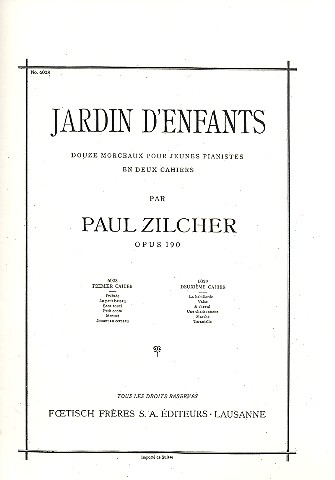 Jardin d'enfants op.190 vol.1 (nos.1-6)  pour jeunes pianistes  