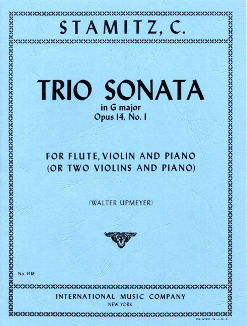 Trio Sonata G major op.14,1&nbsp;&nbsp;for flute (violin), violin and piano&nbsp;&nbsp;parts