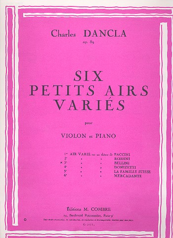 Air varié op.89,3 sur un thème de  Bellini pour violon et piano  
