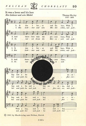 It was a Lover and his Lass&nbsp;&nbsp;für gem Chor (SATB)&nbsp;&nbsp;Partitur (en/dt)