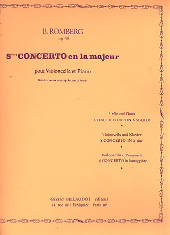 Concerto la majeur no.8 op.48  pour violoncelle et piano  