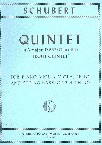 Trout-Quintet A major op.114&nbsp;&nbsp;for piano and strings&nbsp;&nbsp;parts