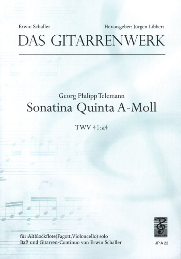 Sonatina quinta a-Moll TWV41:A4&nbsp;&nbsp;für Altblockflöte solo (Fagott/Violoncello)&nbsp;&nbsp;und Gitarrencontinuo   2 Stimmen