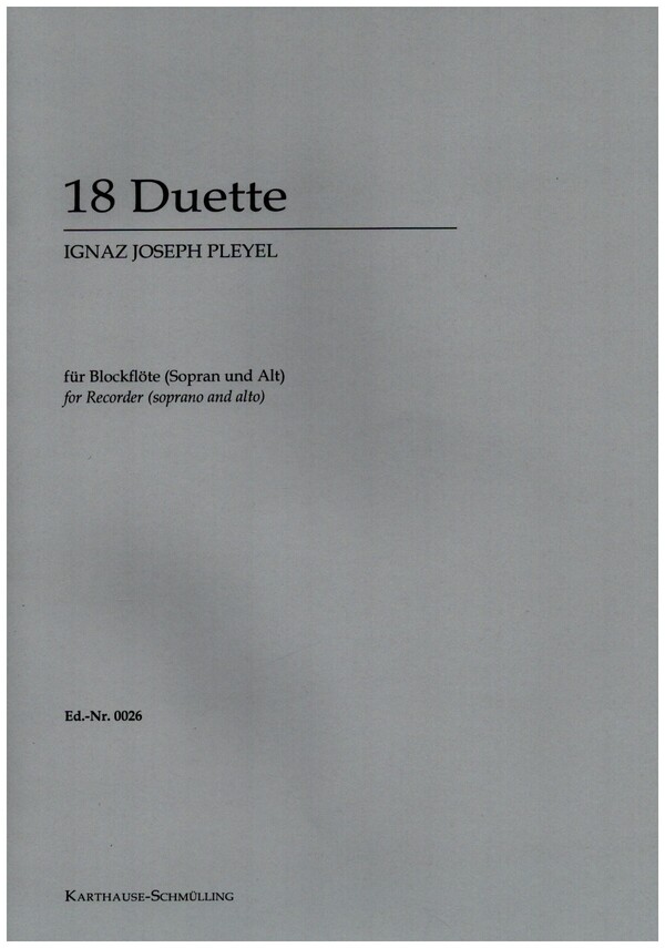 18 Duette für 2 Blockflöten (SA)  Spielpartitur  