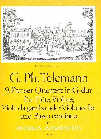 Pariser Quartett G-Dur Nr.9&nbsp;&nbsp;für Flöte, Violine, Viola da gamba (Violoncello) und Bc&nbsp;&nbsp;Stimmen