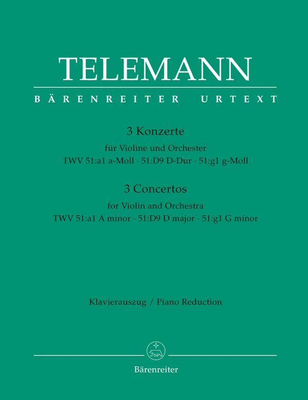 3 Konzerte a-Moll, D-Dur, g-Moll  für Violine und Orchester   für Violine und Klavier