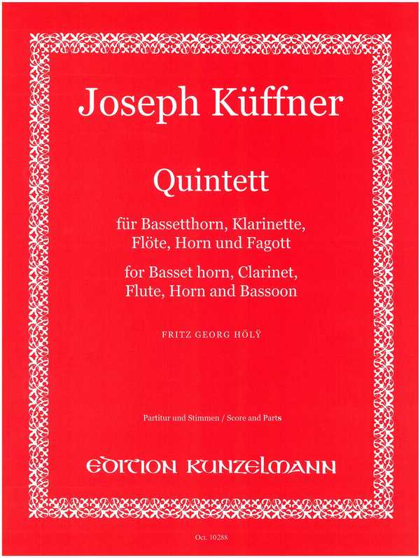 Quintett  für Bassetthorn, Klarinette, Flöte, Horn und Fagott  Partitur und Stimmen