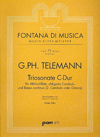 Triosonate C-Dur für Altblockflöte,&nbsp;&nbsp;obligates Cembalo und Bc&nbsp;&nbsp;(2. Cembalo oder Gitarre)