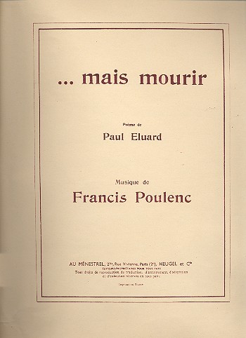 Mais mourir pour voix moyenne et&nbsp;&nbsp;piano&nbsp;&nbsp;