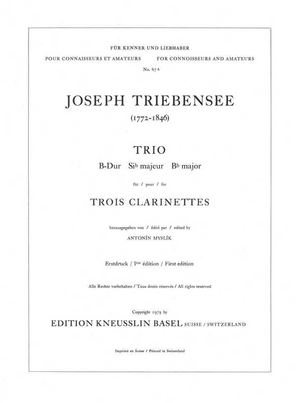 Trio B-Dur&nbsp;&nbsp;für 3 Klarinetten&nbsp;&nbsp;Stimmen