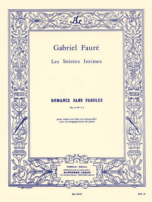 Romance sans paroles op.17,3&nbsp;&nbsp;pour violon (alto, violoncelle)&nbsp;&nbsp;et piano