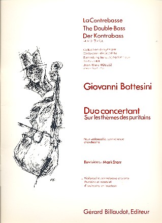 Duo concertant sur les thèmes des  Puritains pour violoncelle,  contrebasse et piano,    parties