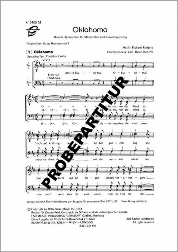 OKLAHOMA Musicalquerschnitt&nbsp;&nbsp;für Männerchor mit Klavierbegleitung&nbsp;&nbsp;Chorpartitur (dt/en)