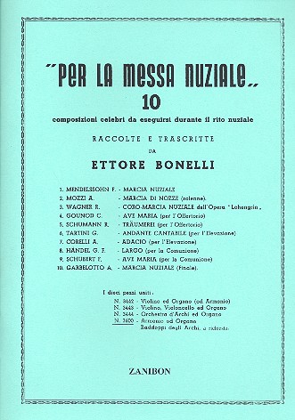 Per la messa nuziale 10 composizioni  celebri per armonio o organo  