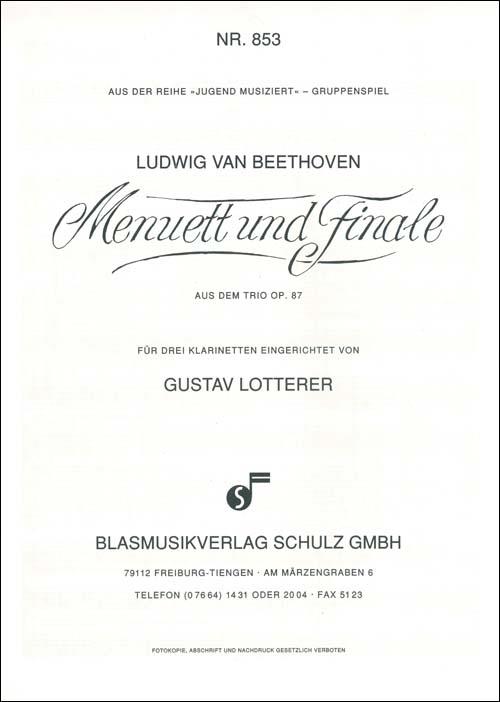 Menuett und Finale aus dem Trio  op.87 für 3 Klarinetten  Partitur und Stimmen
