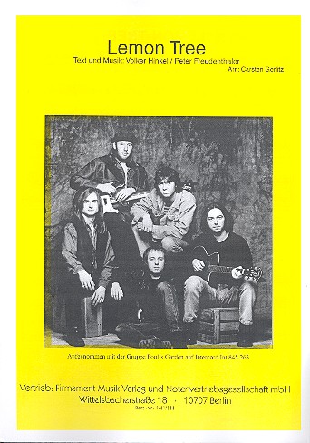Lemon Tree&nbsp;&nbsp;für Gesang und Klavier&nbsp;&nbsp;Einzelausgabe