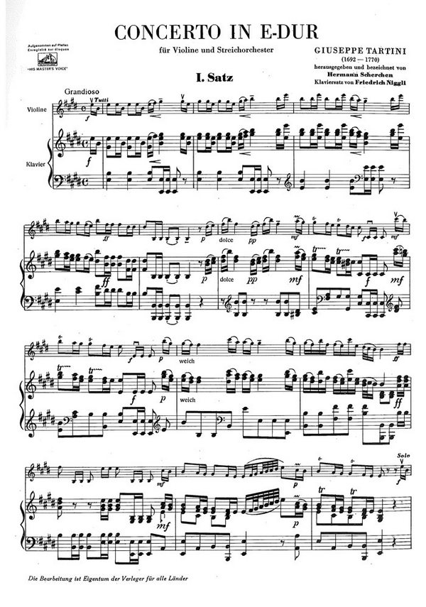 Konzert E-Dur für&nbsp;&nbsp;Violine und Klavier&nbsp;&nbsp;