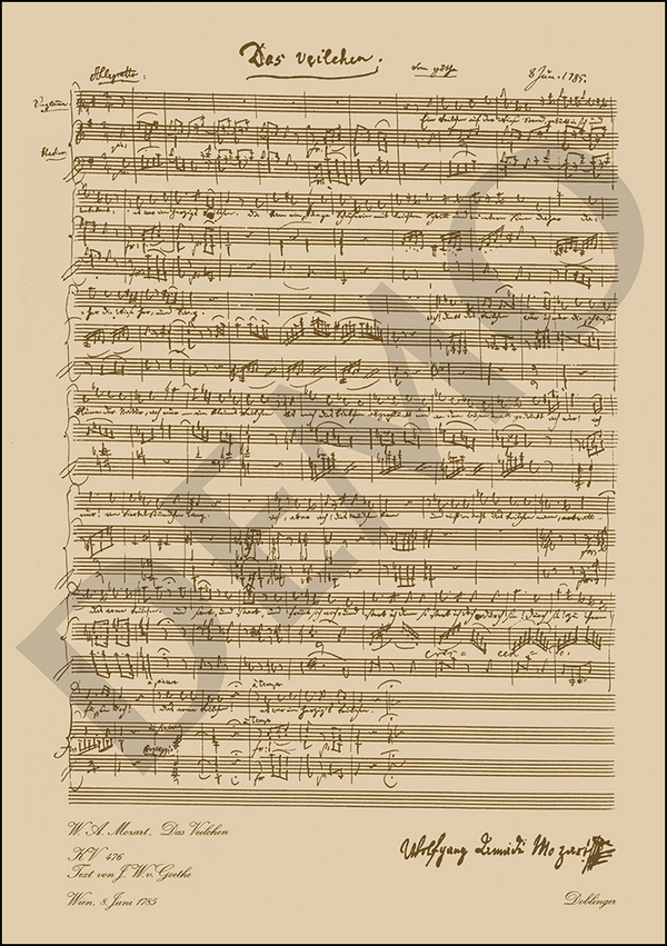  Wolfgang Amadeus Mozart - Das Veilchen KV476 Poster Faksimile-Ausgabe
