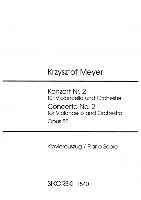 Konzert Nr.2 op.85 für Violoncello  und Orchester für Violoncello und Klavier  
