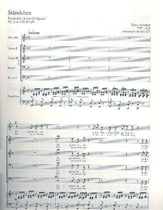 Ständchen oppost.135 D920 &nbsp;&nbsp;für Alt (Bariton) solo, Männerchor und Klavier&nbsp;&nbsp;Partitur (dt/en)