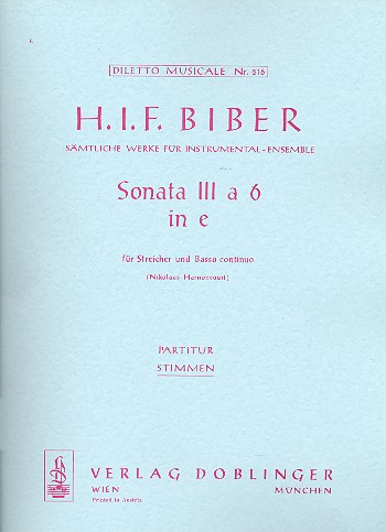 SONATA A 6 E-MOLL NR.3 FUER STREI&nbsp;&nbsp;UND B.C.         STIMMEN&nbsp;&nbsp;HARNONCOURT, N., ED.