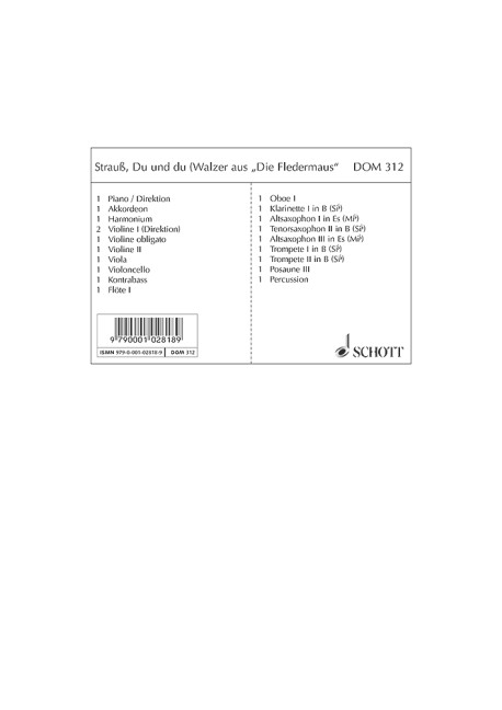 Du und du op.367&nbsp;&nbsp;für Salonorchester&nbsp;&nbsp;Direktion und Stimmen