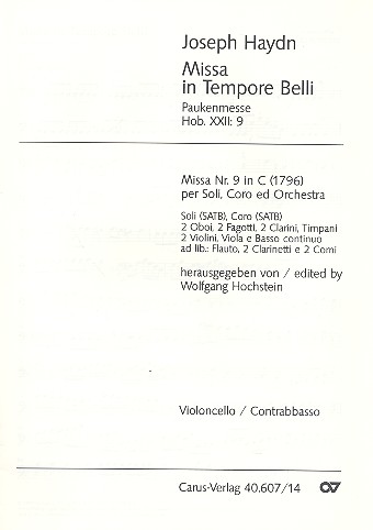 Missa in tempore belli C-Dur Hob.XXII:9&nbsp;&nbsp;für Soli, Chor und Orchester&nbsp;&nbsp;Cello/Bass