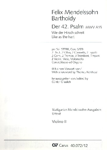 Wie der Hirsch schreit op.42 Psalm 42&nbsp;&nbsp;für Soli, gem Chor und Orchester&nbsp;&nbsp;Violine 2