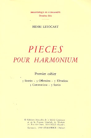 Pièces vol.1&nbsp;&nbsp;pour harmonium&nbsp;&nbsp;