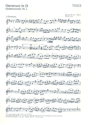 Ouvertüre D-Dur aus der Orchestersuite&nbsp;&nbsp;Nr.4 für Streicher und Bc&nbsp;&nbsp;Violine 1