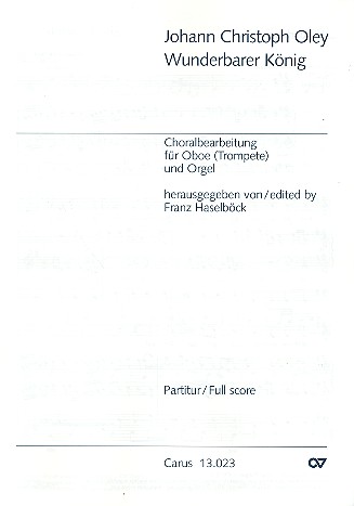 Wunderbarer König Choralbearbeitung  für Oboe (Trompete) und Orgel  