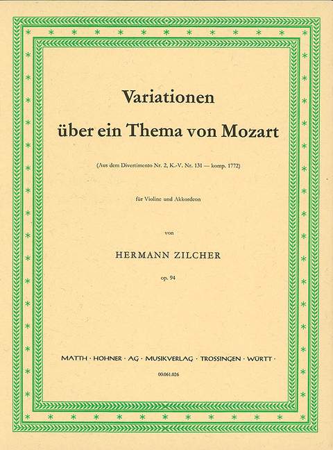 Variationen über ein Thema von Mozart (aus KV131) op.94  für Violine und Akkordeon  