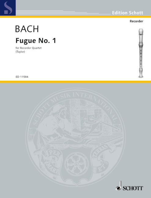 Fugue no.1 in c major BWV846&nbsp;&nbsp;for SATB recorder&nbsp;&nbsp;score