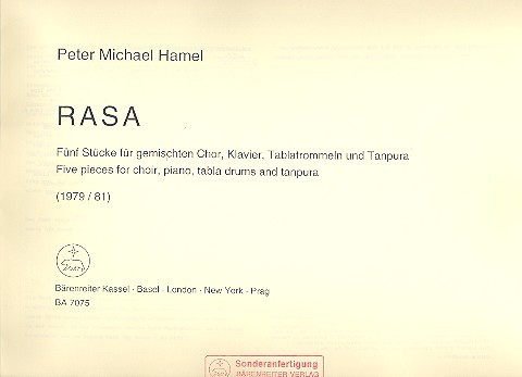 Rasa 5 Stücke&nbsp;&nbsp;für Chor, Klavier, Tablatrommeln und Tampura&nbsp;&nbsp;Partitur