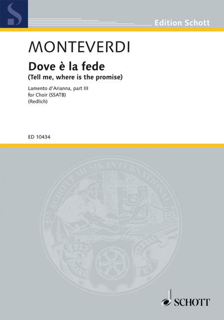 Dove de la fete from 'Lamento d'Arianna'&nbsp;&nbsp;for SATB choir&nbsp;&nbsp;score (it)