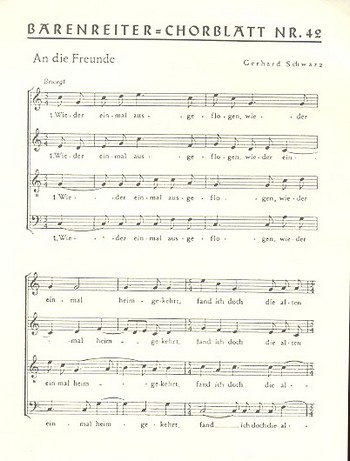 An die Freunde&nbsp;&nbsp;für gem Chor a cappella&nbsp;&nbsp;Partitur