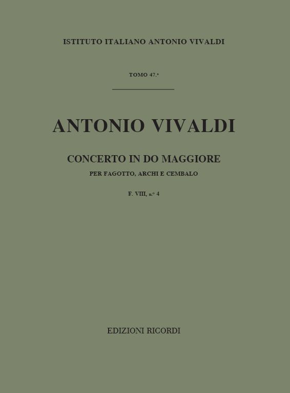 CONCERTO DO MAGGIORE PER FAGOTTO&nbsp;&nbsp;E ARCHI, R 474/P 69/F VIII:4&nbsp;&nbsp;PARTITURA