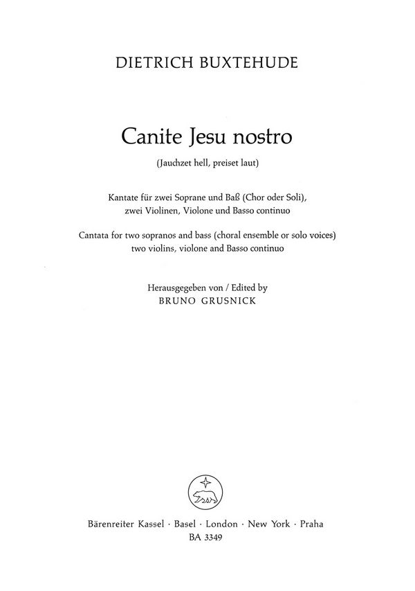 Canite Jesu nostro für gem Chor&nbsp;&nbsp;(SAB) und Streicher&nbsp;&nbsp;Partitur und 4 Stimmen