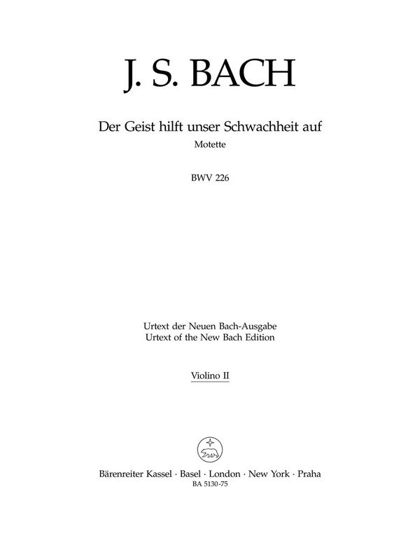 Der Geist hilft BWV226 Motette&nbsp;&nbsp;für Doppelchor und Orchester&nbsp;&nbsp;Violine 2