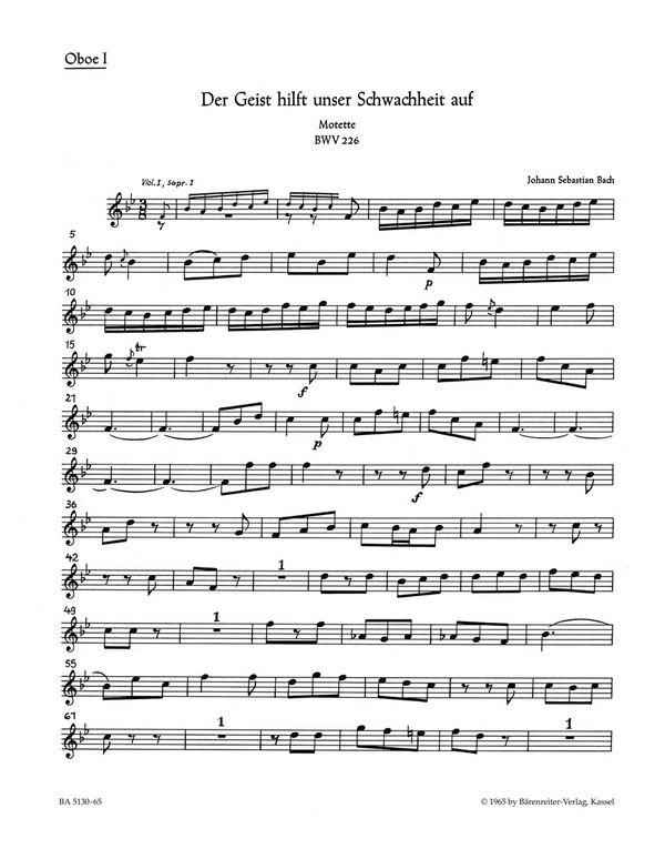 Der Geist hilft BWV226 Motette&nbsp;&nbsp;für Doppelchor und Orchester&nbsp;&nbsp;Harmonie