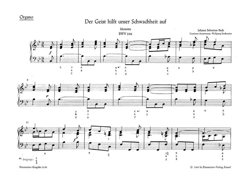 Der Geist hilft BWV226&nbsp;&nbsp;Motette für Doppelchor und Orchester&nbsp;&nbsp;Orgel