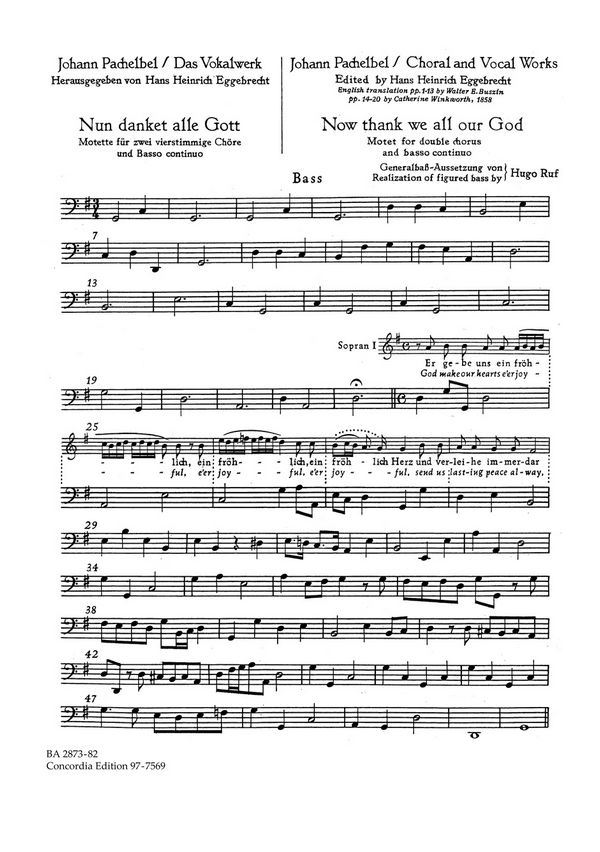 Nun danket alle Gott für&nbsp;&nbsp;gem Chor (SSAATTBB) und Bc&nbsp;&nbsp;Violoncello (Continuo)