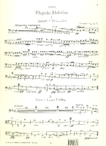 Elegische Melodien op.34&nbsp;&nbsp;für Streichorchester&nbsp;&nbsp;Kontrabass