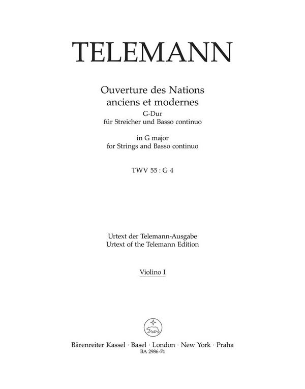 Ouverture des nations anciens et&nbsp;&nbsp;modernes für Streichorchester&nbsp;&nbsp;Violine 1
