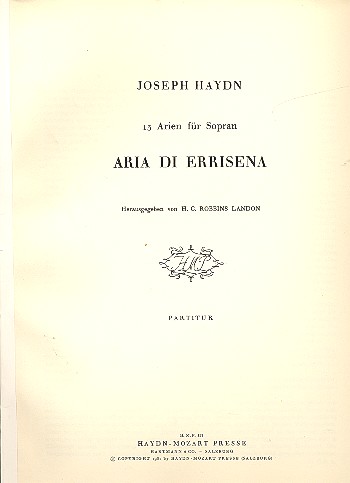 ARIA DI ERRISENA 13 ARIEN  FUER SOPRAN UND ORCHESTER  PARTITUR (IT)