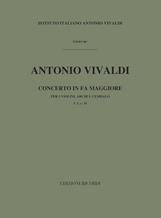 Konzert F-dur F.I.34&nbsp;&nbsp;für 3 Violinen, Streicher und Bc&nbsp;&nbsp;Partitur
